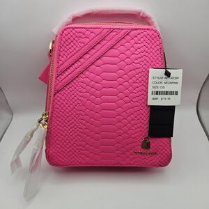 Tote&Carry Apollo 1 WCBP Neon Pink Faux Alligator Top Handle Bag Purse 7.5x9.5